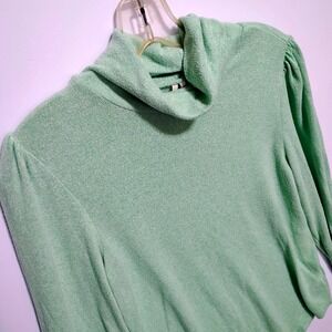 Anthropologie Top‎ Womens Small Green Knit Pullover Long Sleeve Funnel Neck
